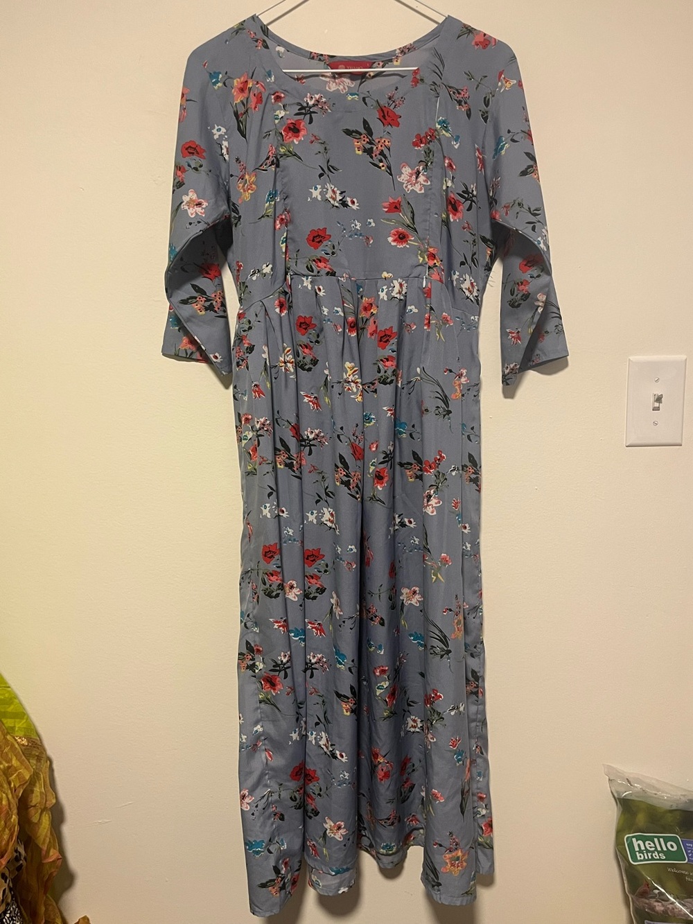 Women's Floral Midi Dress in Slate Blue